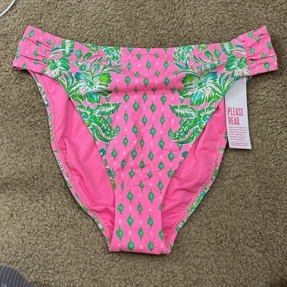 Lilly Pulitzer Pink Shandy Oh Diamond Girl High Waisted Clancy Bikini Bottom - Picture 7 of 8